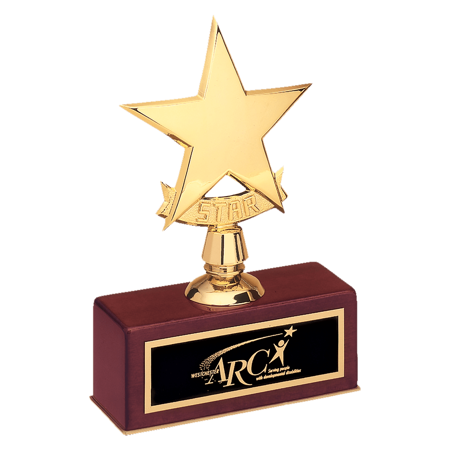 Polished Metal Goldtone Star Casting on Rosewood Piano Finish Base