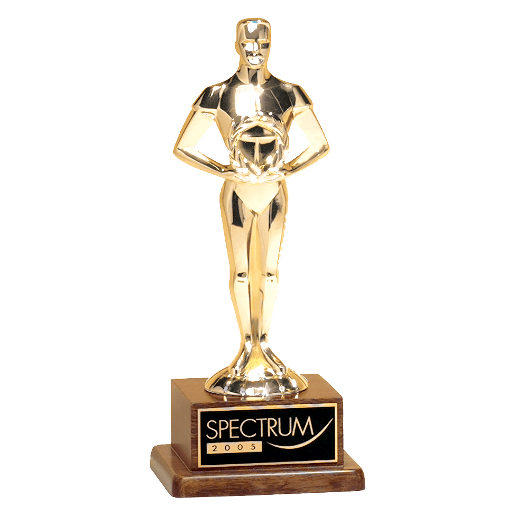 Cast Metal Goldtone Finish Classic Achiever Figure on a Solid Walnut