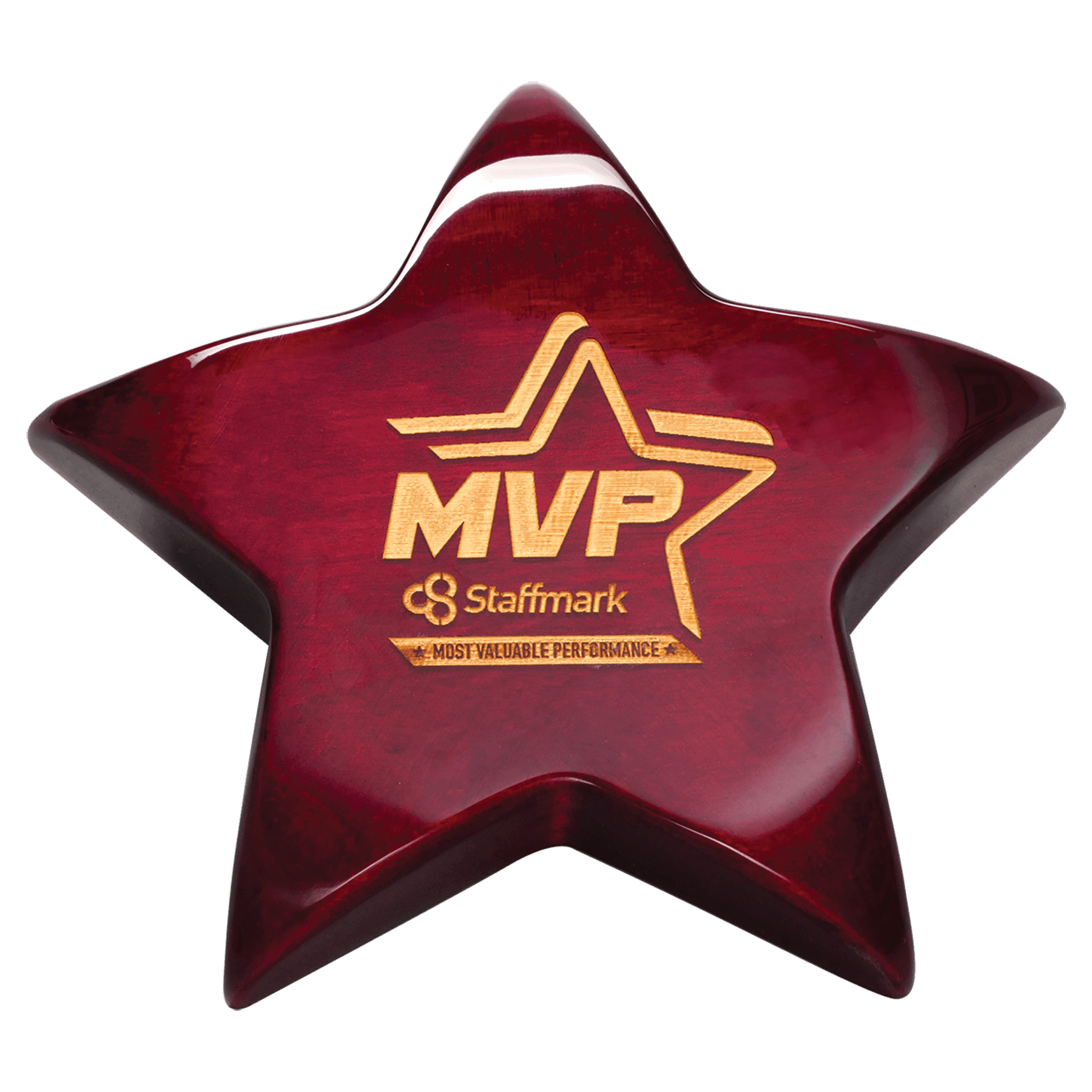 Rosewood Piano Finish Star Paperweight with Felt Bottom