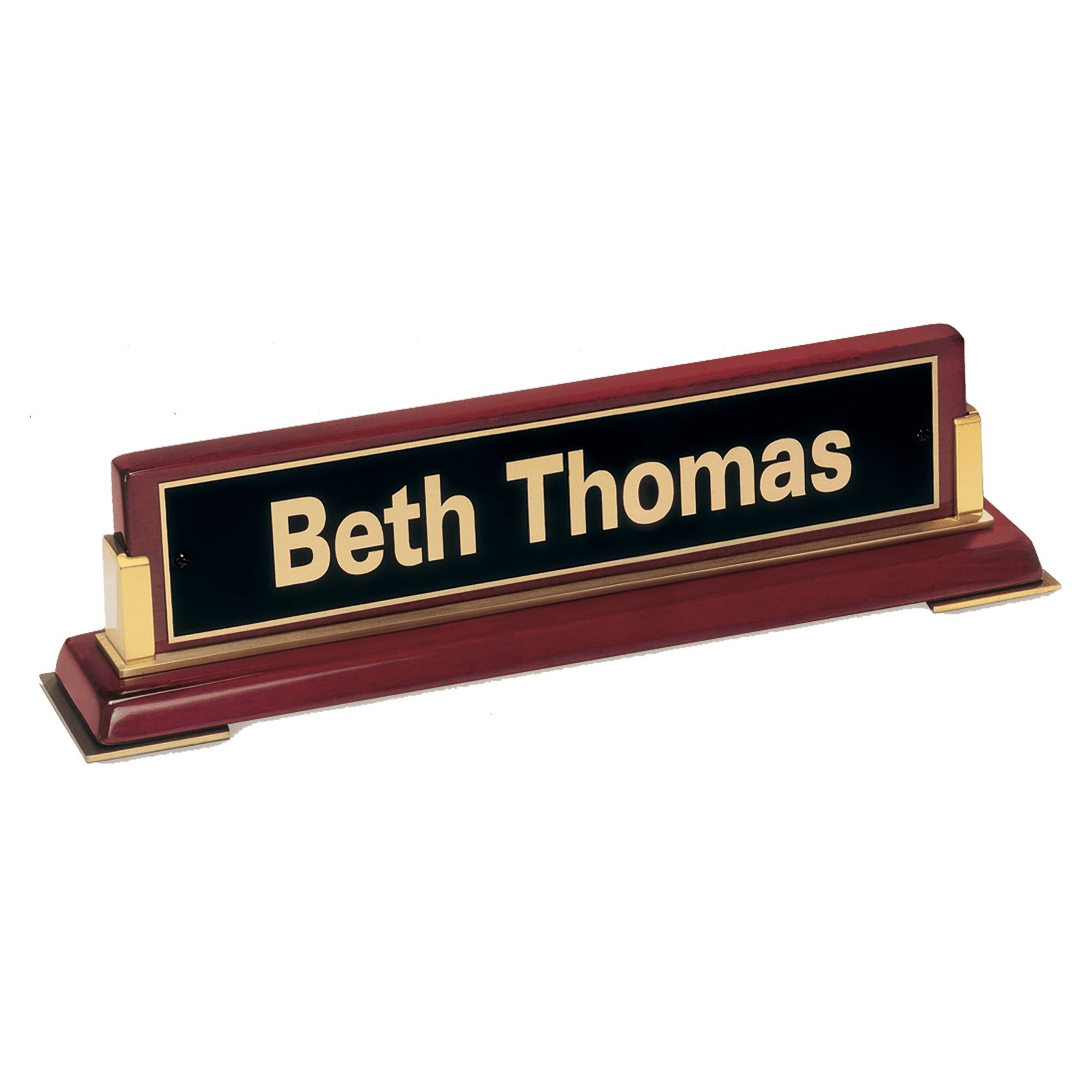 10 5/8" Rosewood Piano Finish Nameplate and Gold Metal Accents with