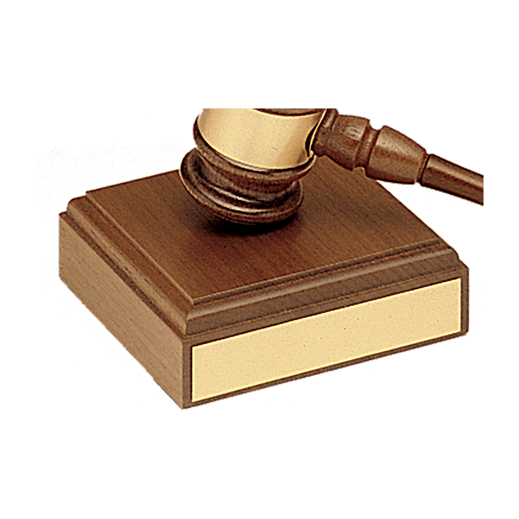 Walnut Gavel Sounding Block with Gold Plate for Personalization