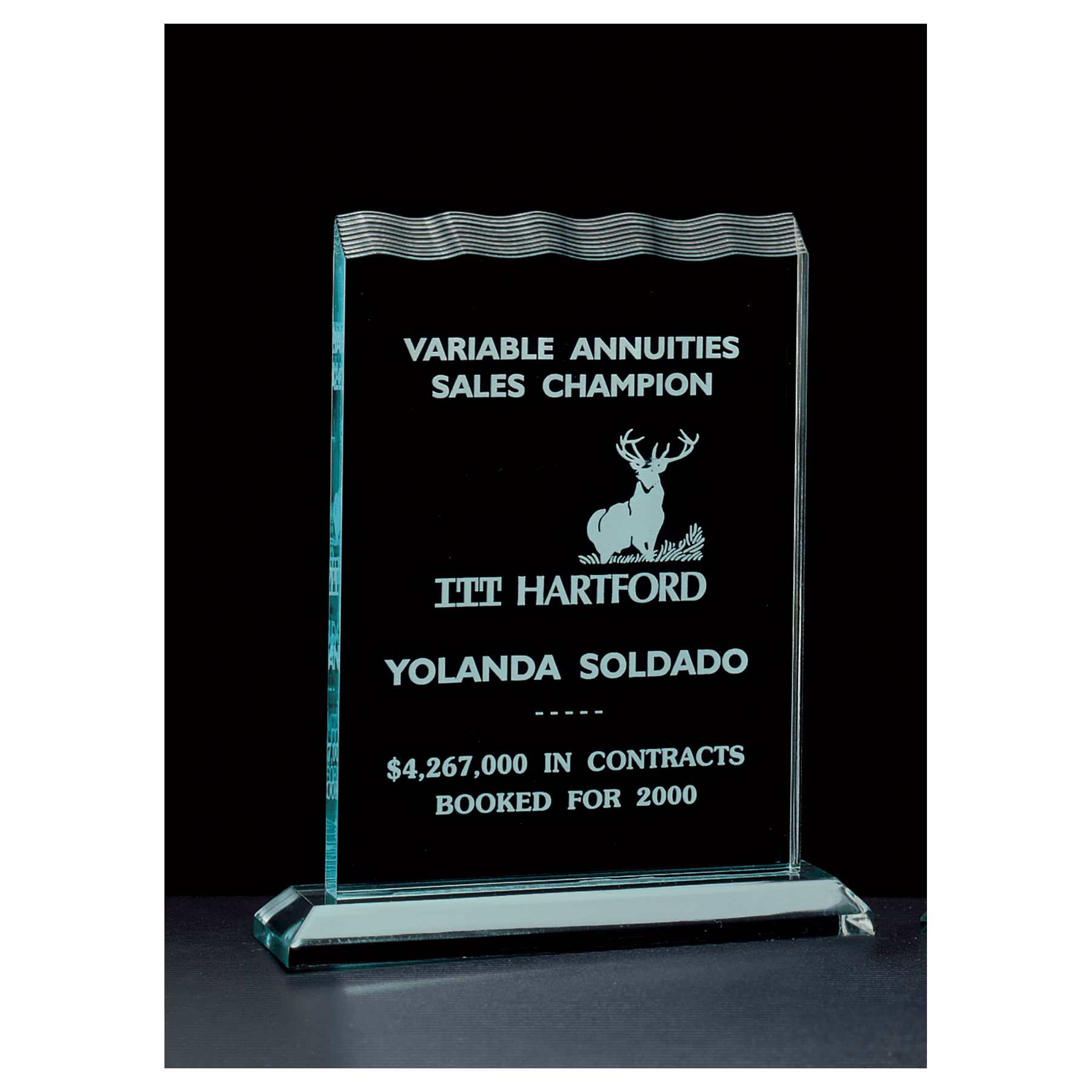 7 1/2" x 9 1/4" Tidal Series Jade Acrylic Award