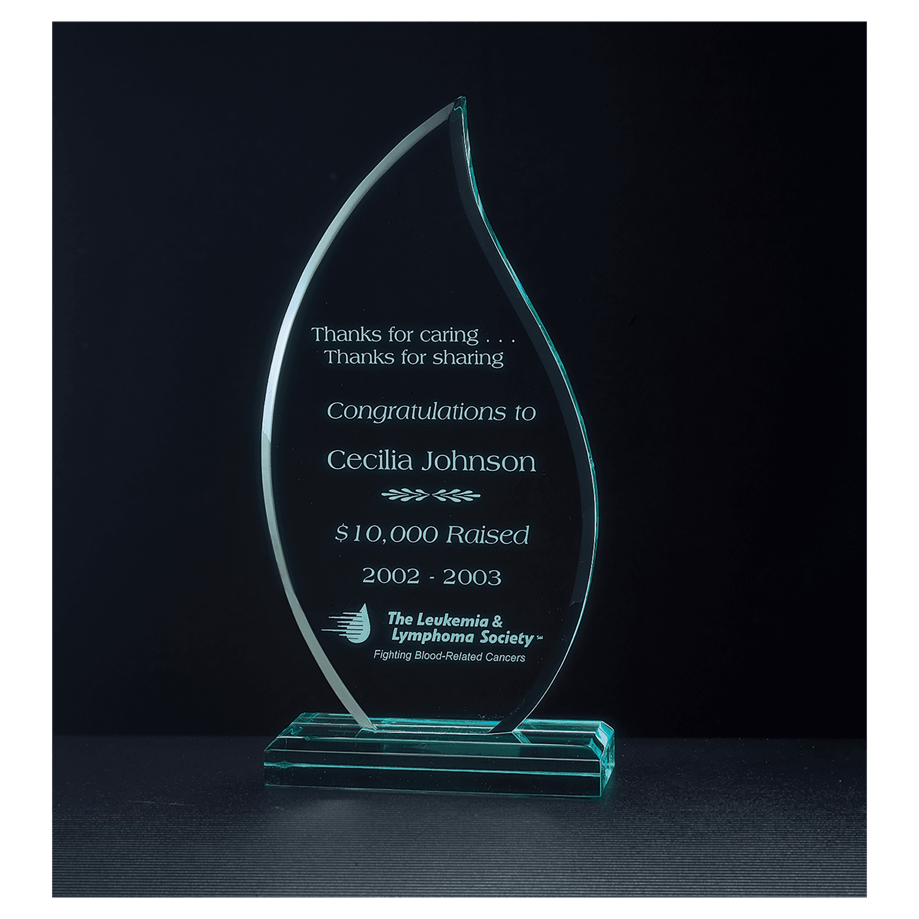 8 3/4" Flame Series Jade Acrylic Award