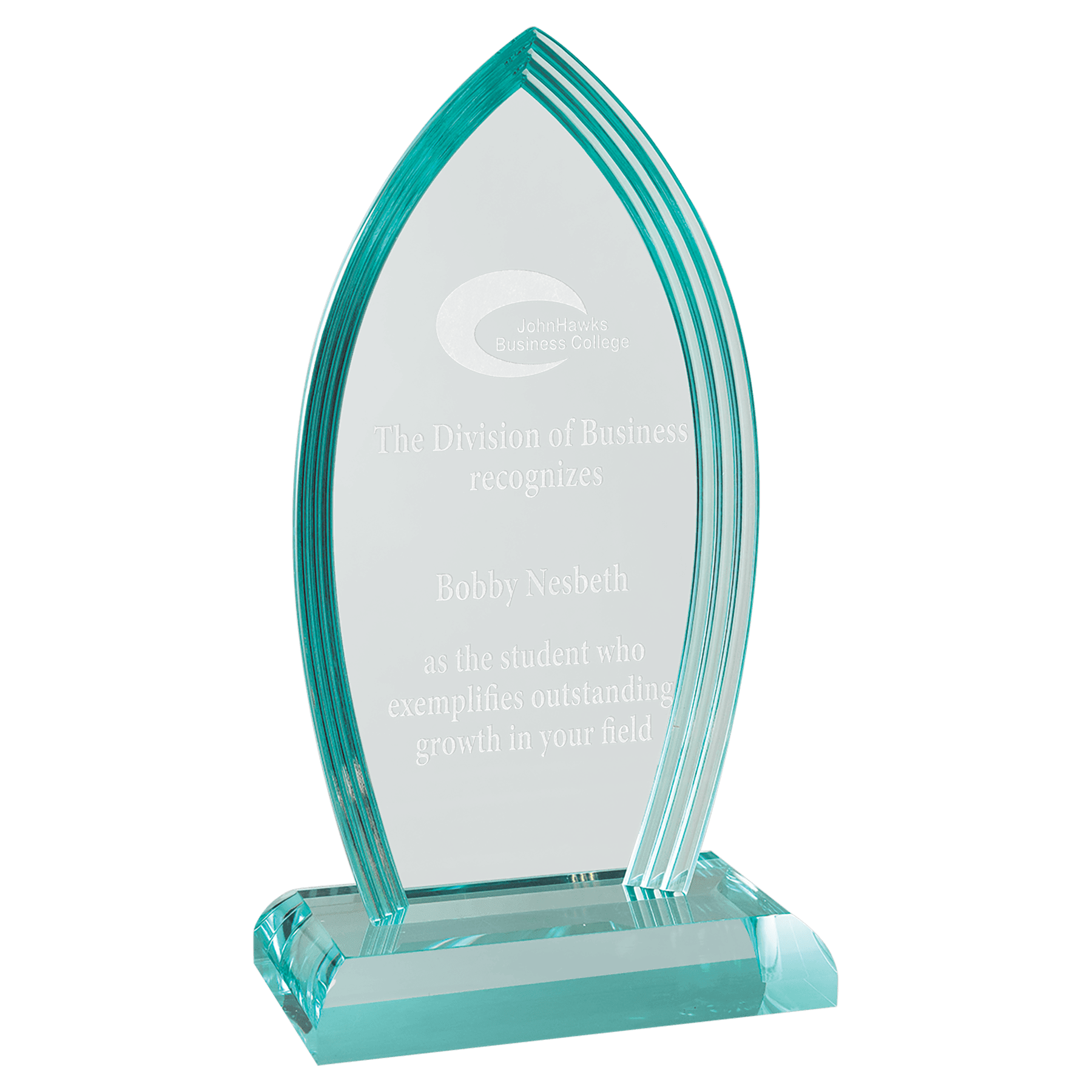 9 3/4" Flame Series Jade Acrylic Award