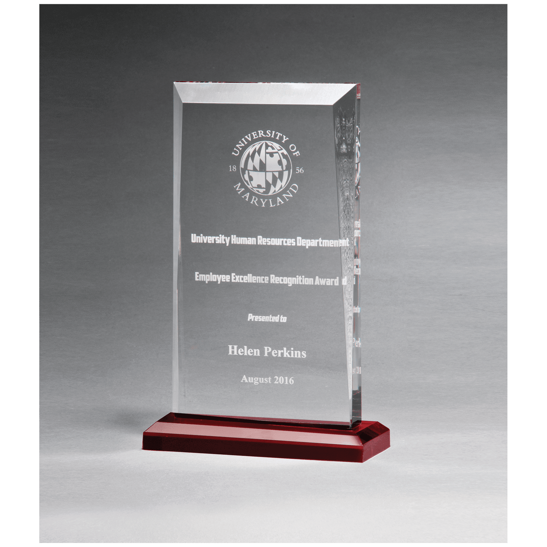 5" x 7 3/4" Apex Series Clear Acrylic Award with Red Highlights