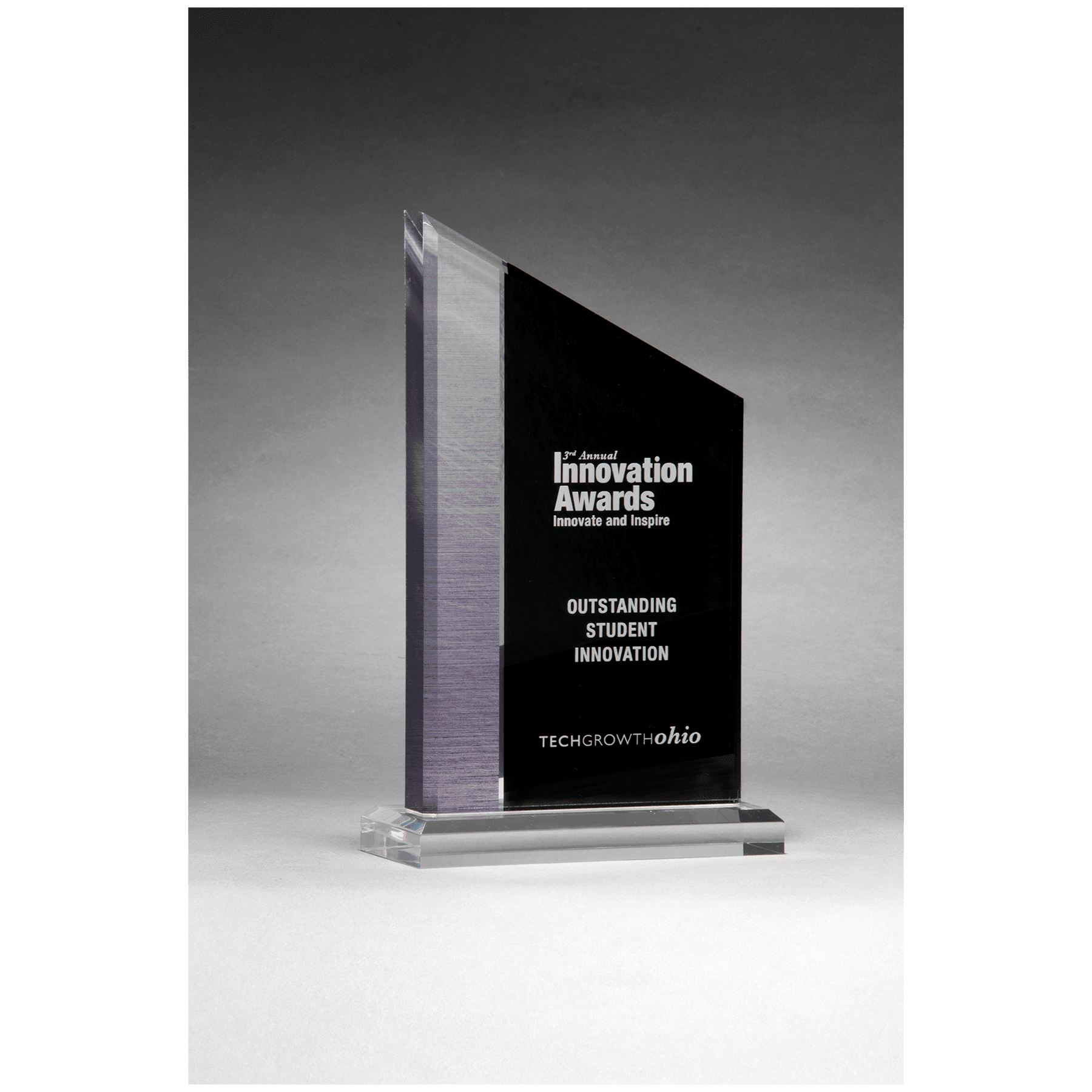 6" x 10" Digitally Printed Brushed Silver Accent on Black Upright
