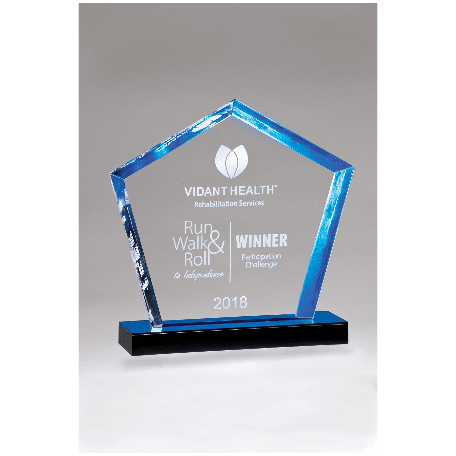 9" Diamond Series Acrylic Award with Blue Accent Blue Mirror-Topped