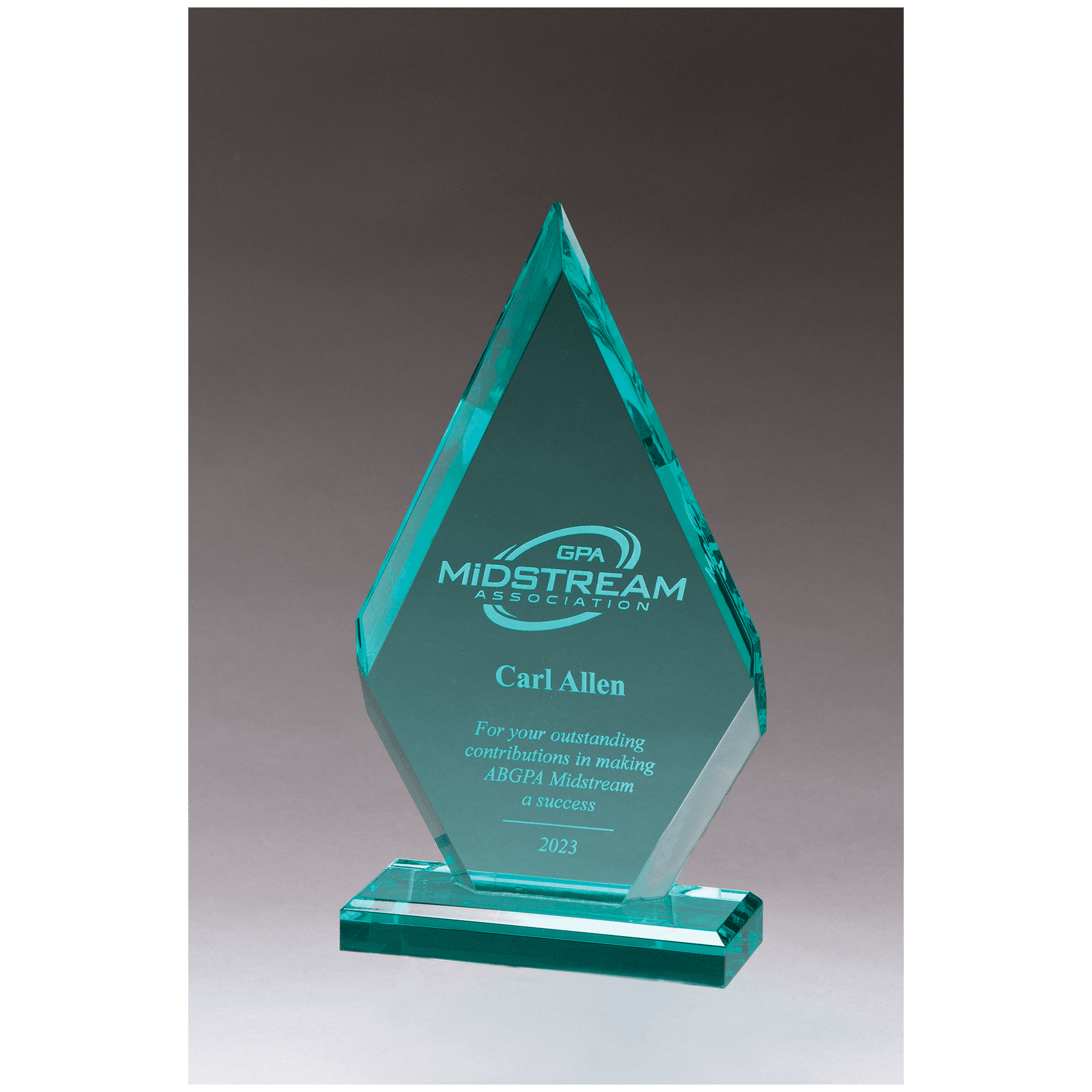 9 1/2" Flame Series Beveled Jade Acrylic Award