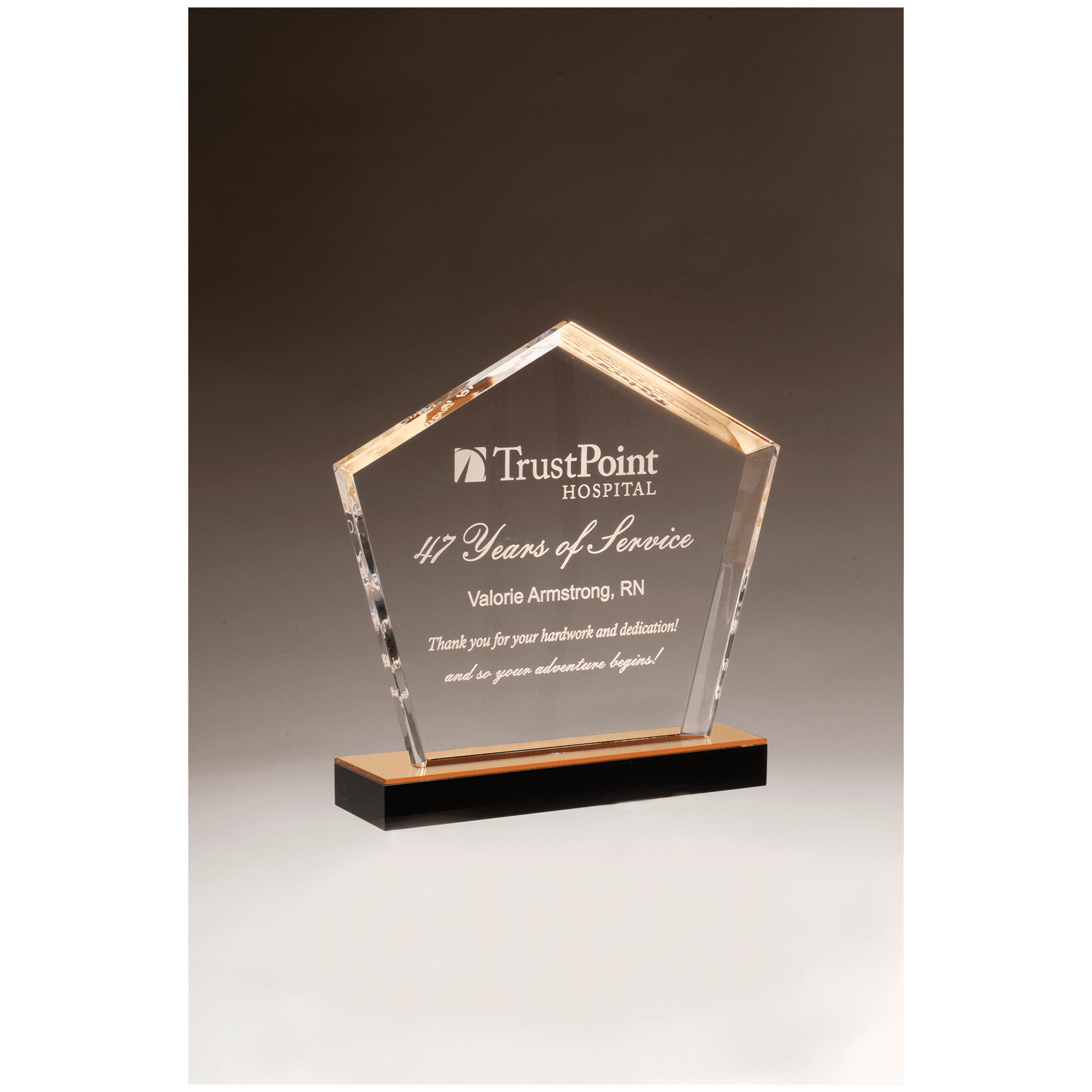 6" x 7" Diamond Series Acrylic with Gold Accent and Gold Mirror Top