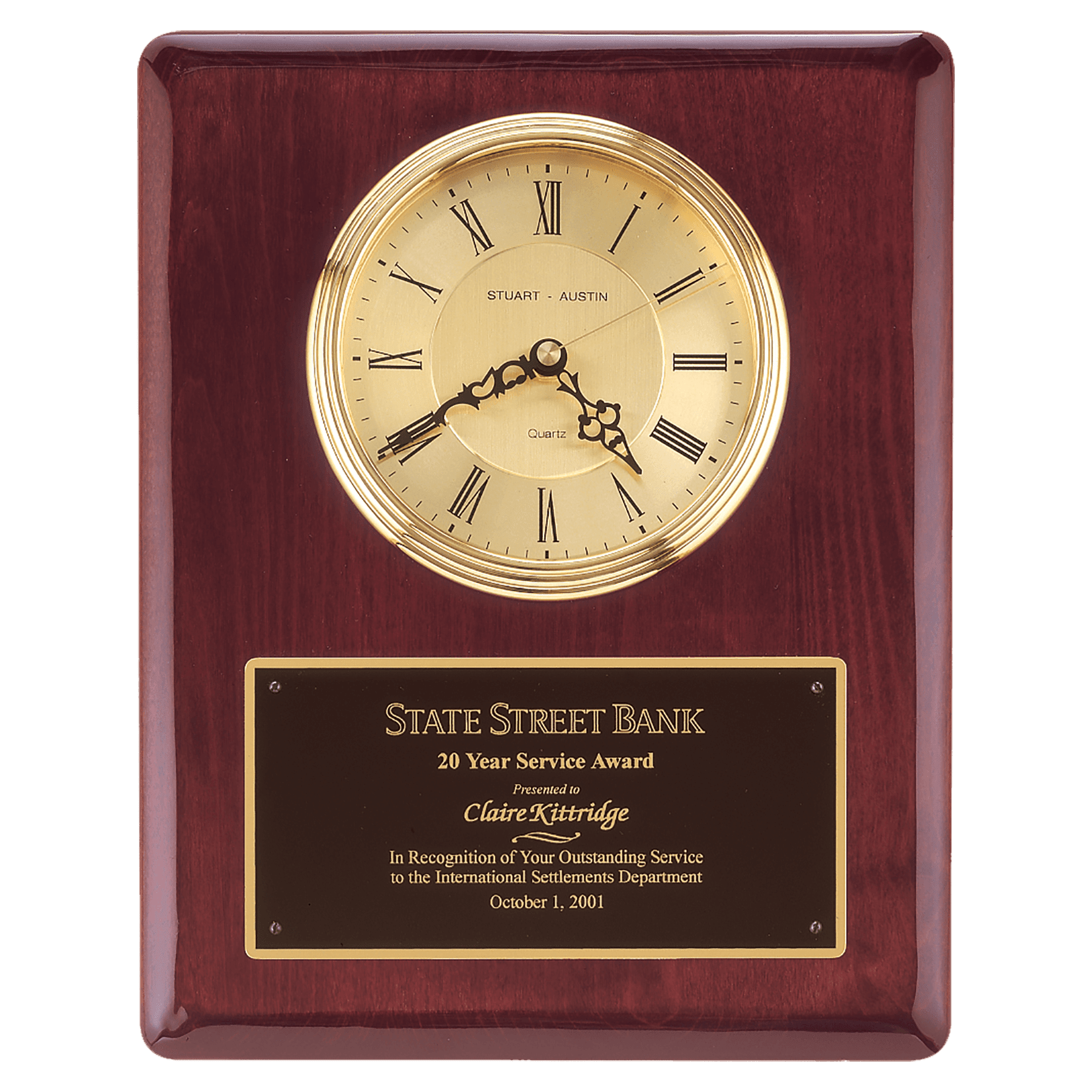 10 1/2" x 13" Rosewood Piano Finish Clock