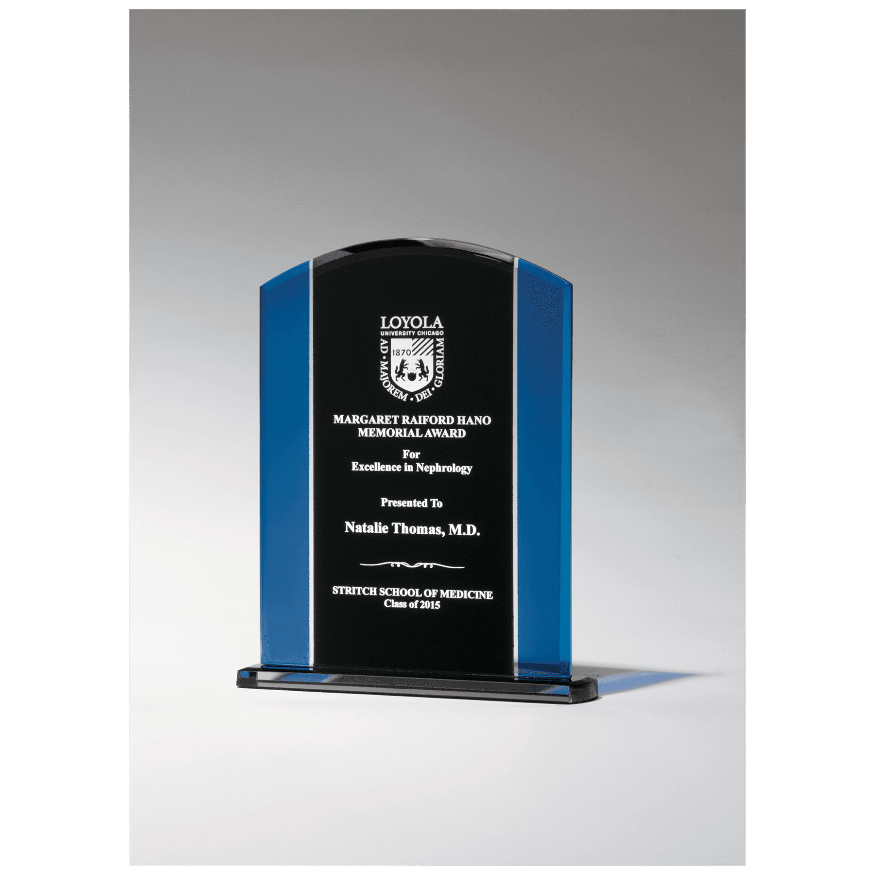 5 5/8" x 7 1/4" Clear Glass with Blue/Black Silkscreened Upright and