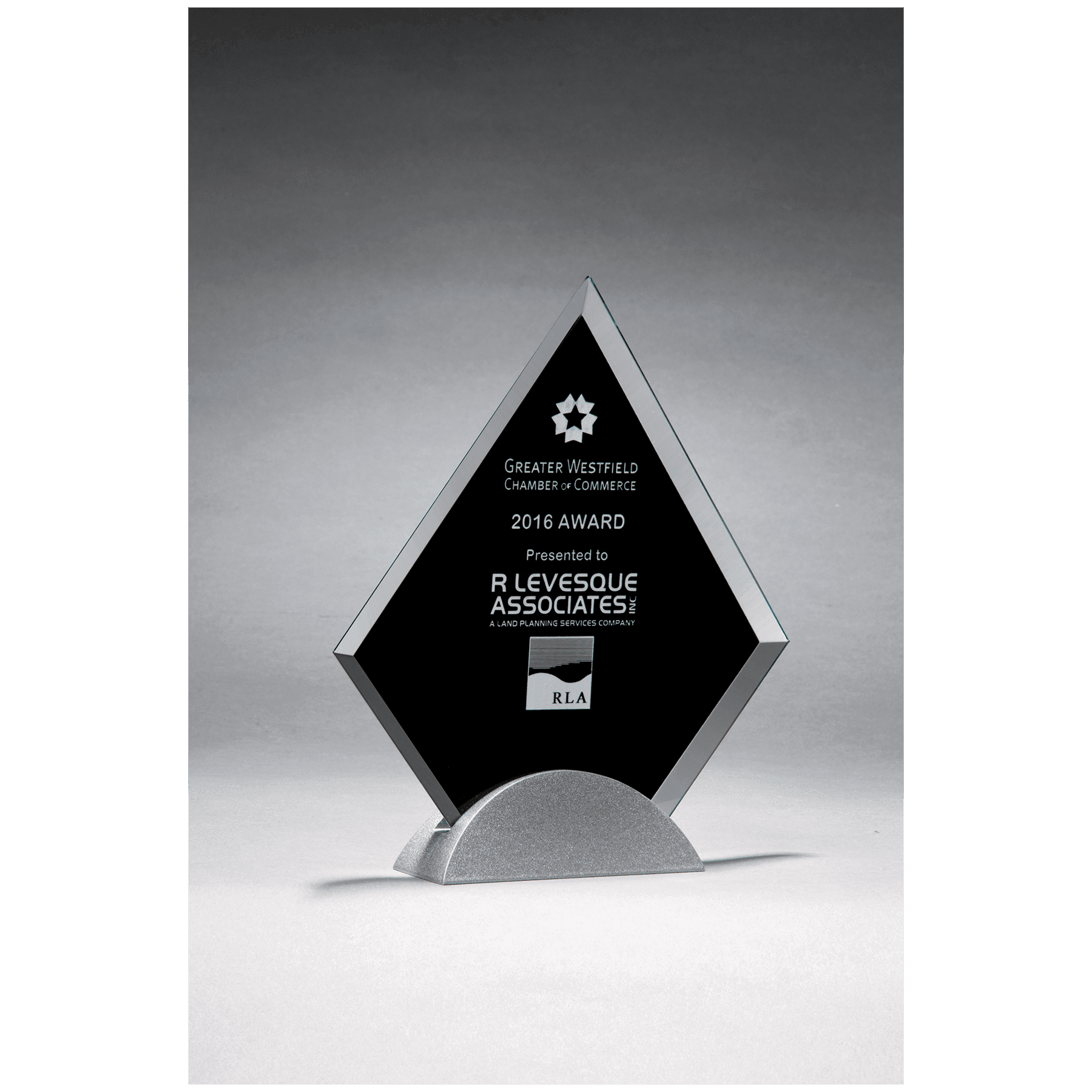 7 1/8" x 8 1/4" Diamond Shaped Glass Award