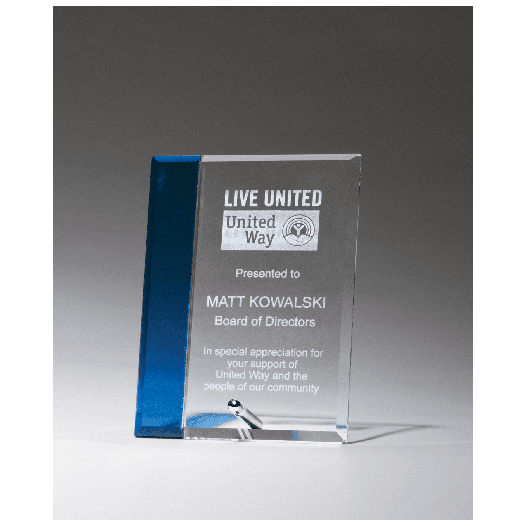 4" x 6" Clear Glass with Sapphire Blue Highlight and Silver Plated