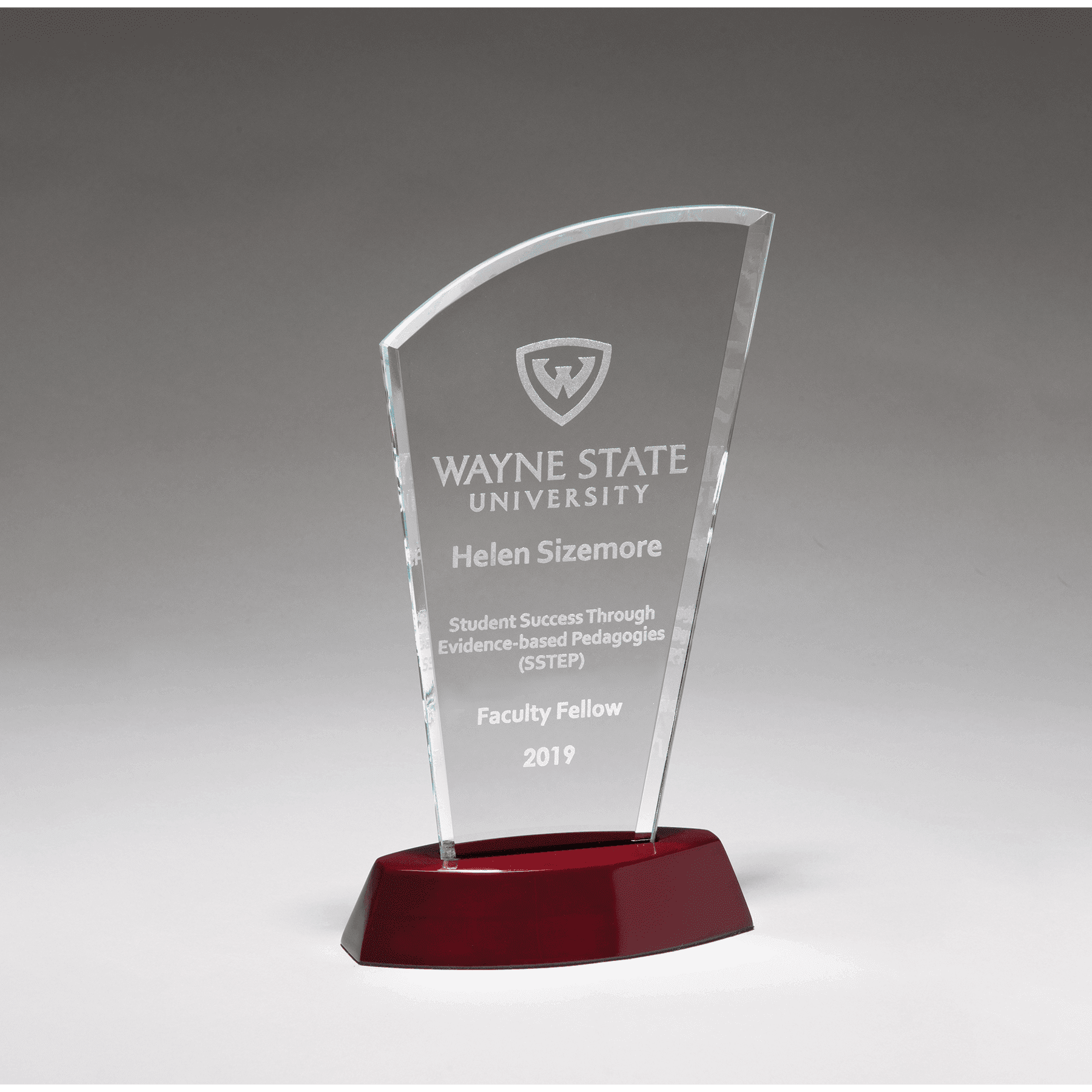 5 1/2" x 9 3/4" Sail Series Clear Glass Award with High Gloss