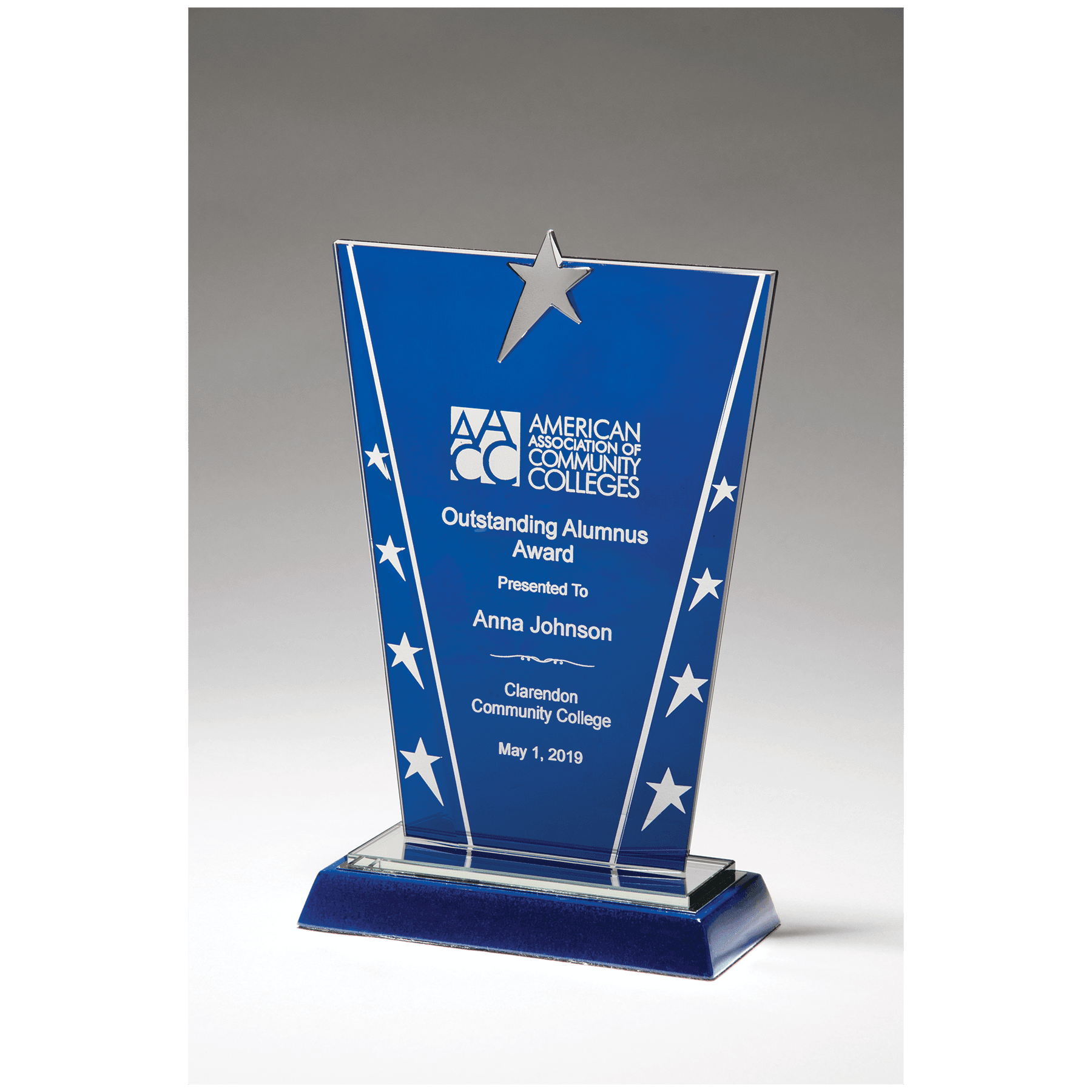 6 3/8" x 10 5/8" Constellation Series Glass Award with Blue
