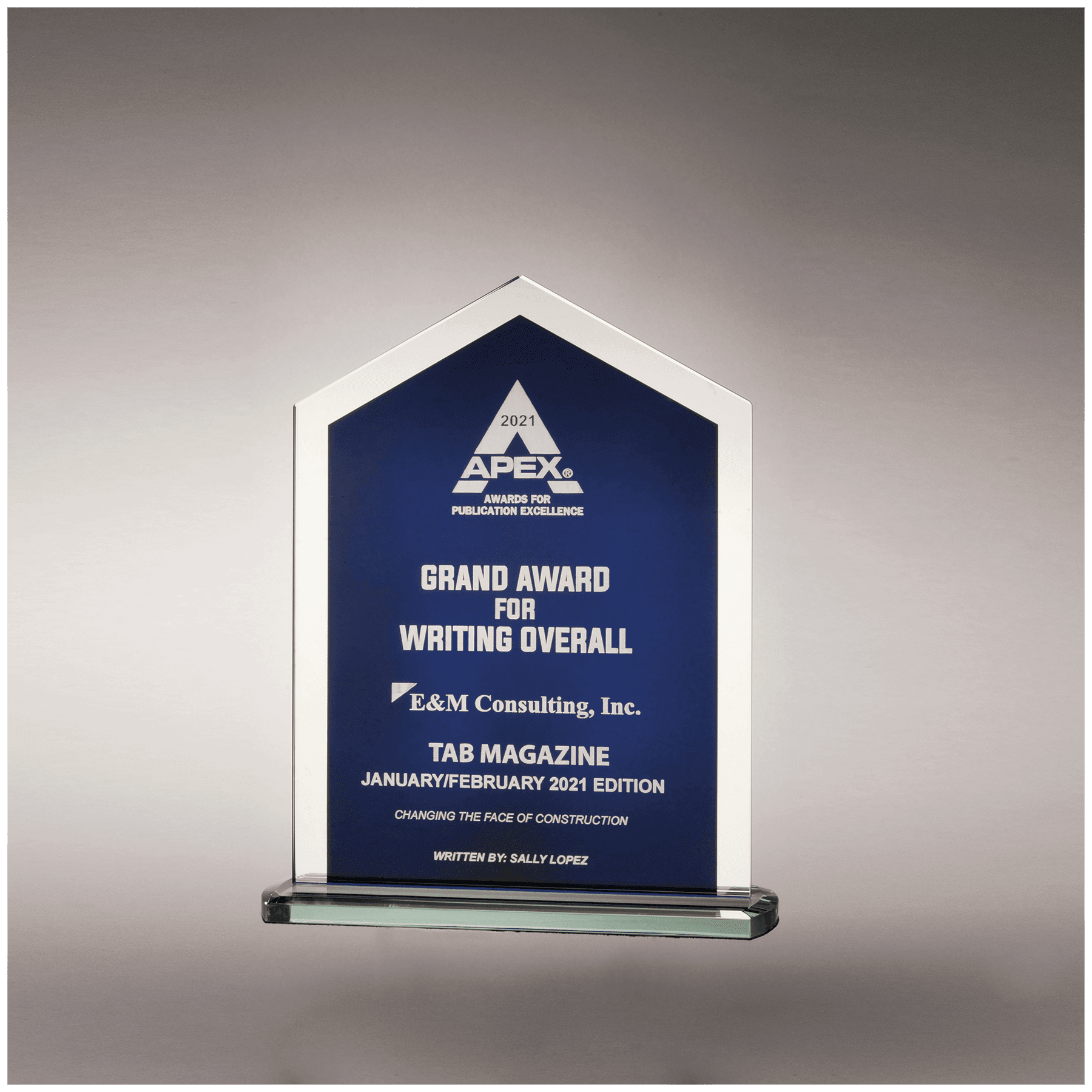 6 1/8" x 7 3/4" Pinnacle Series Glass with Blue Silkscreened Center
