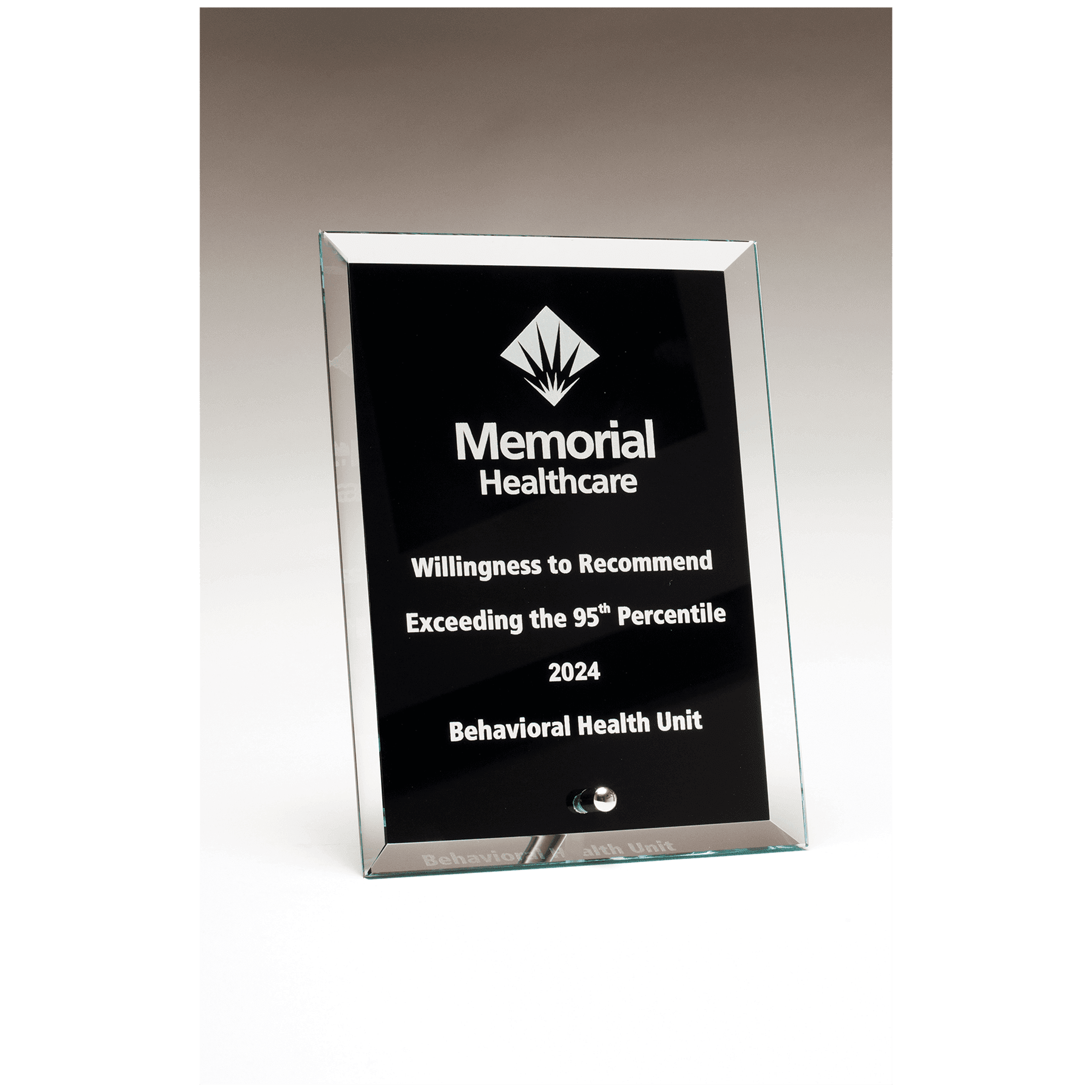 6" x 8" x 3/8" Thick Clear Glass Plaque with Painted Black Background