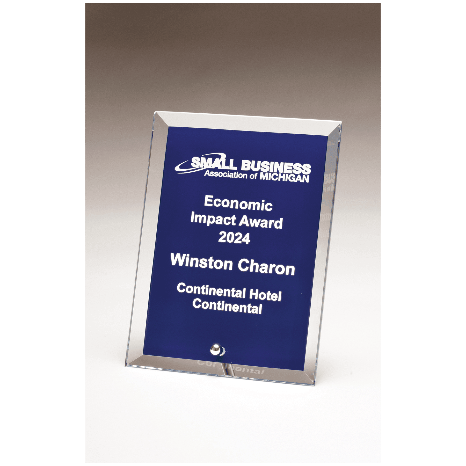 5" x 7" x 3/8" Thick Clear Glass Plaque with Painted Blue Background