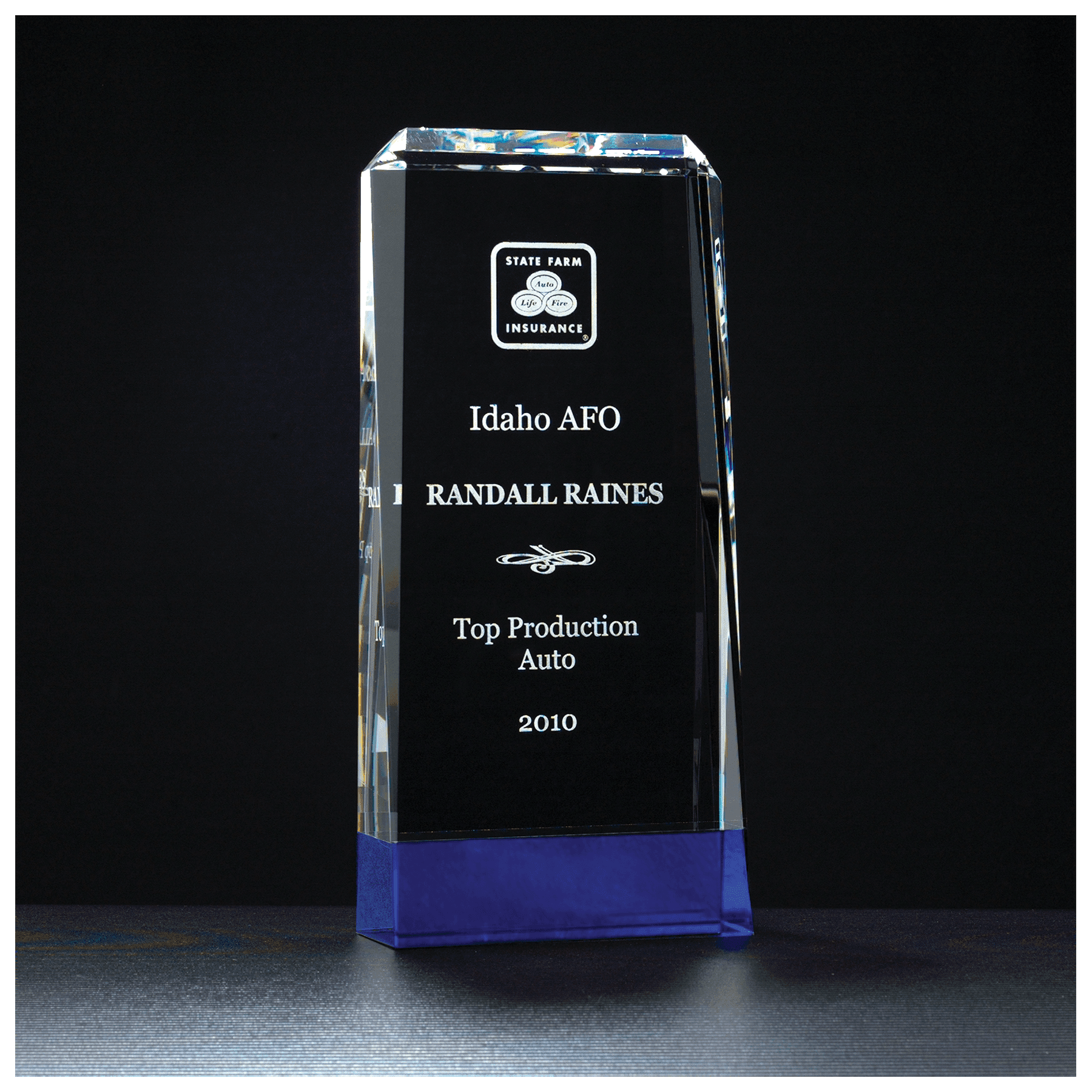 4" x 8 3/4" x 1 7/16" Premium Series Clear Crystal with Cobalt Blue