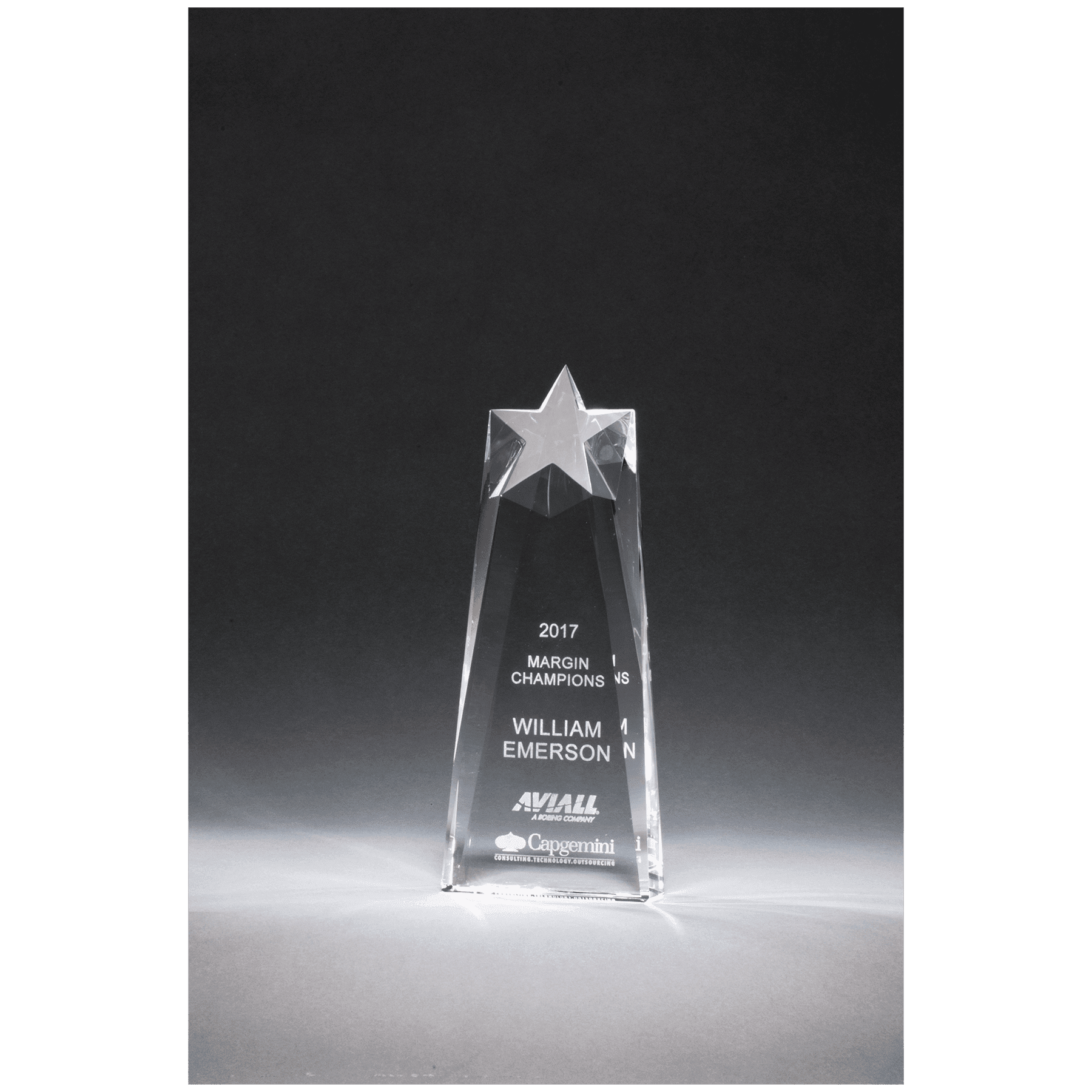 4" x 9 1/2" x 1 1/2" Star Trophy Carved From a Block of Crystal