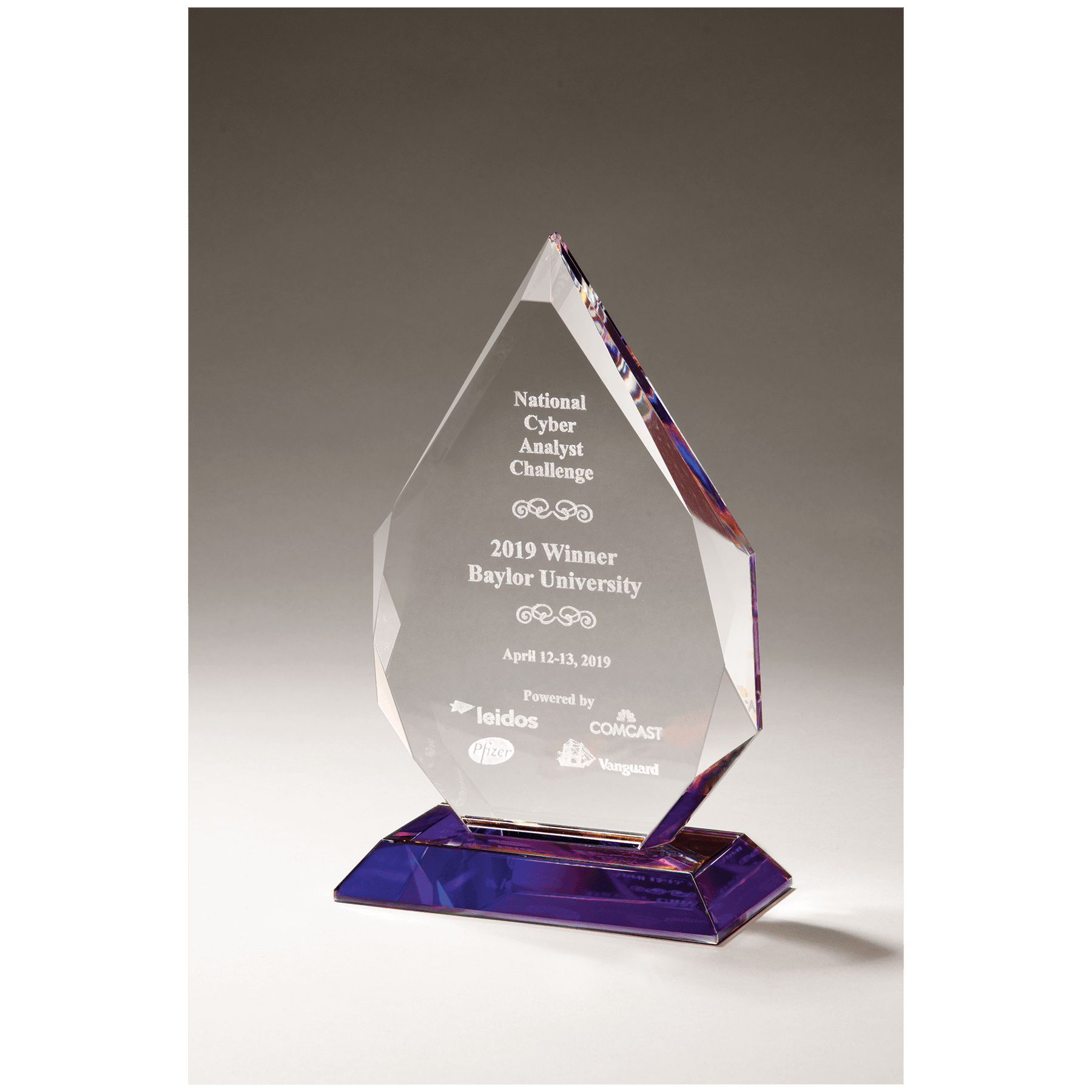 5 3/8" x 8 7/8" x 3/4" Thick Flame Series Crystal with Prism-Effect