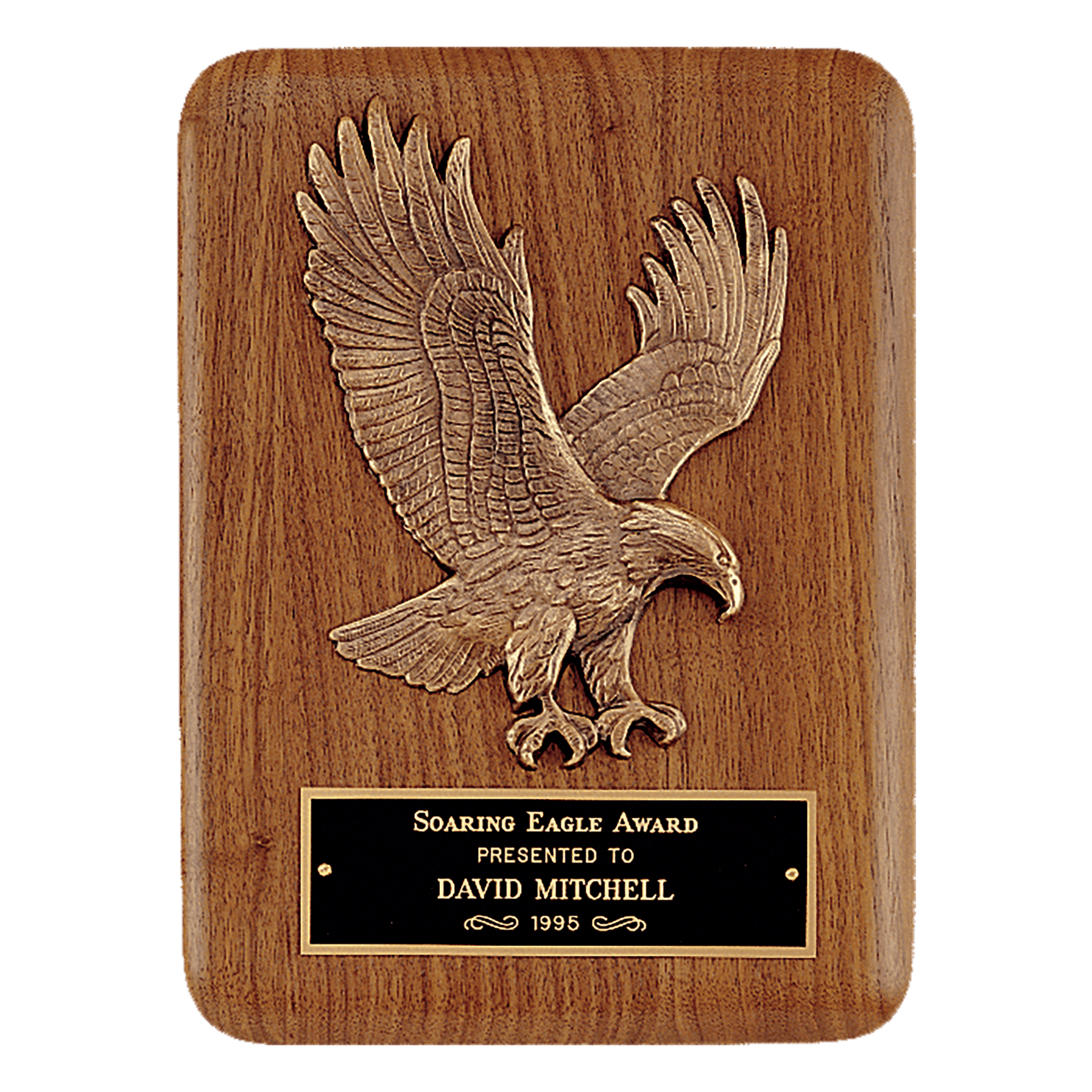 Solid American Walnut Plaque with Finely Detailed Eagle Relief