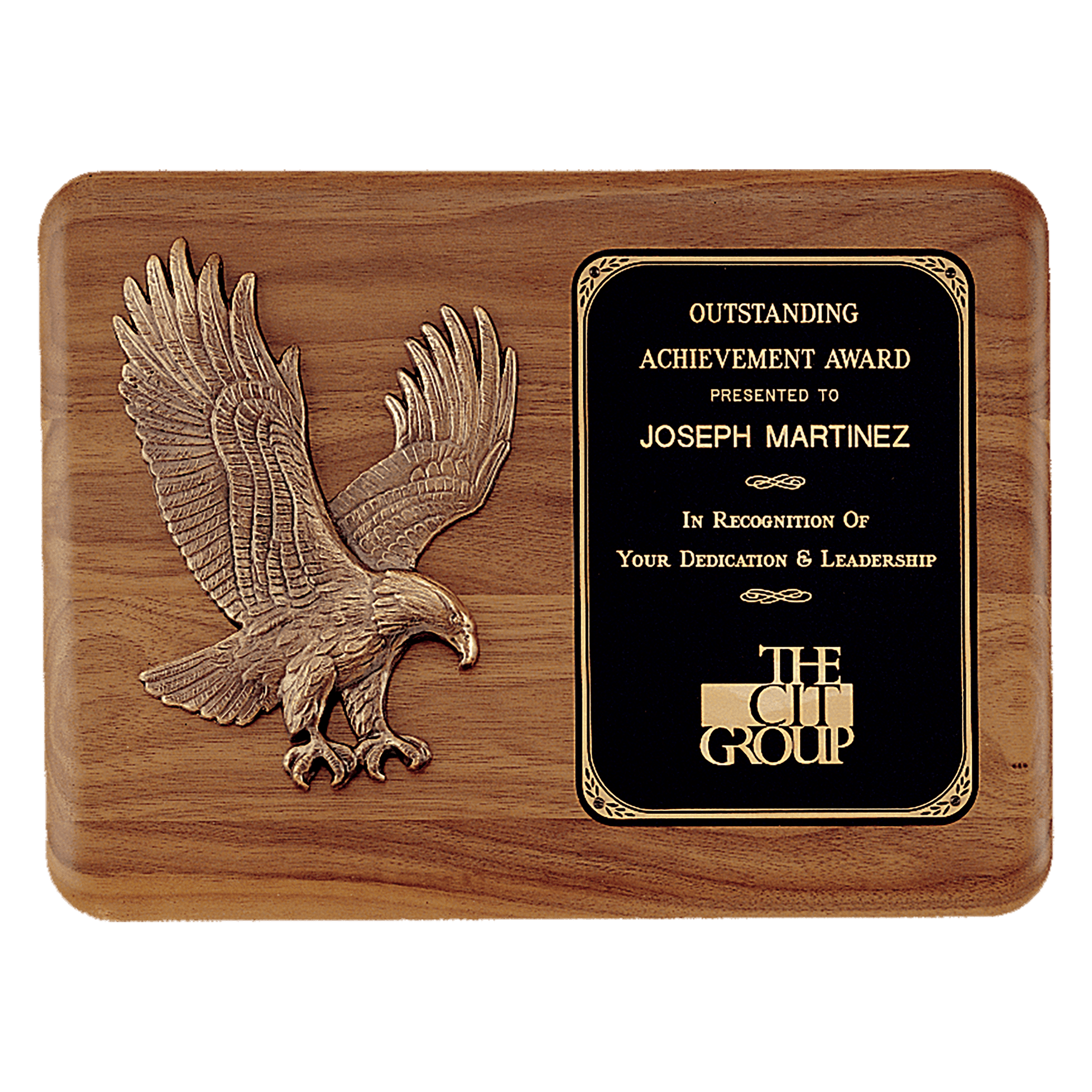 Solid American Walnut Plaque with Sculptured Relief Eagle Casting and