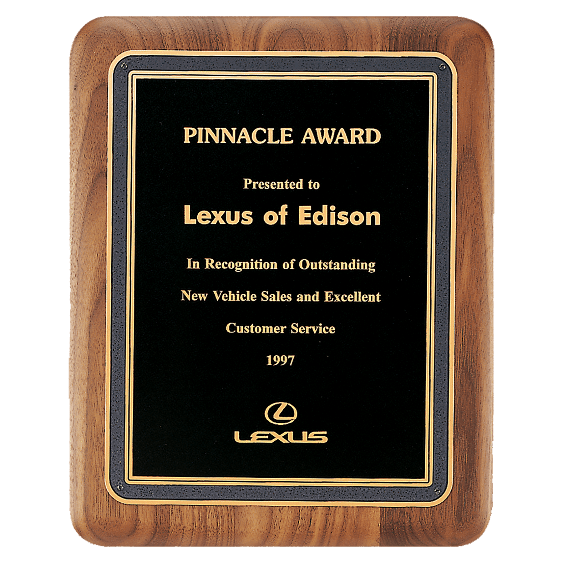 American Walnut Plaque with Black/Gold Florentine Border Textured
