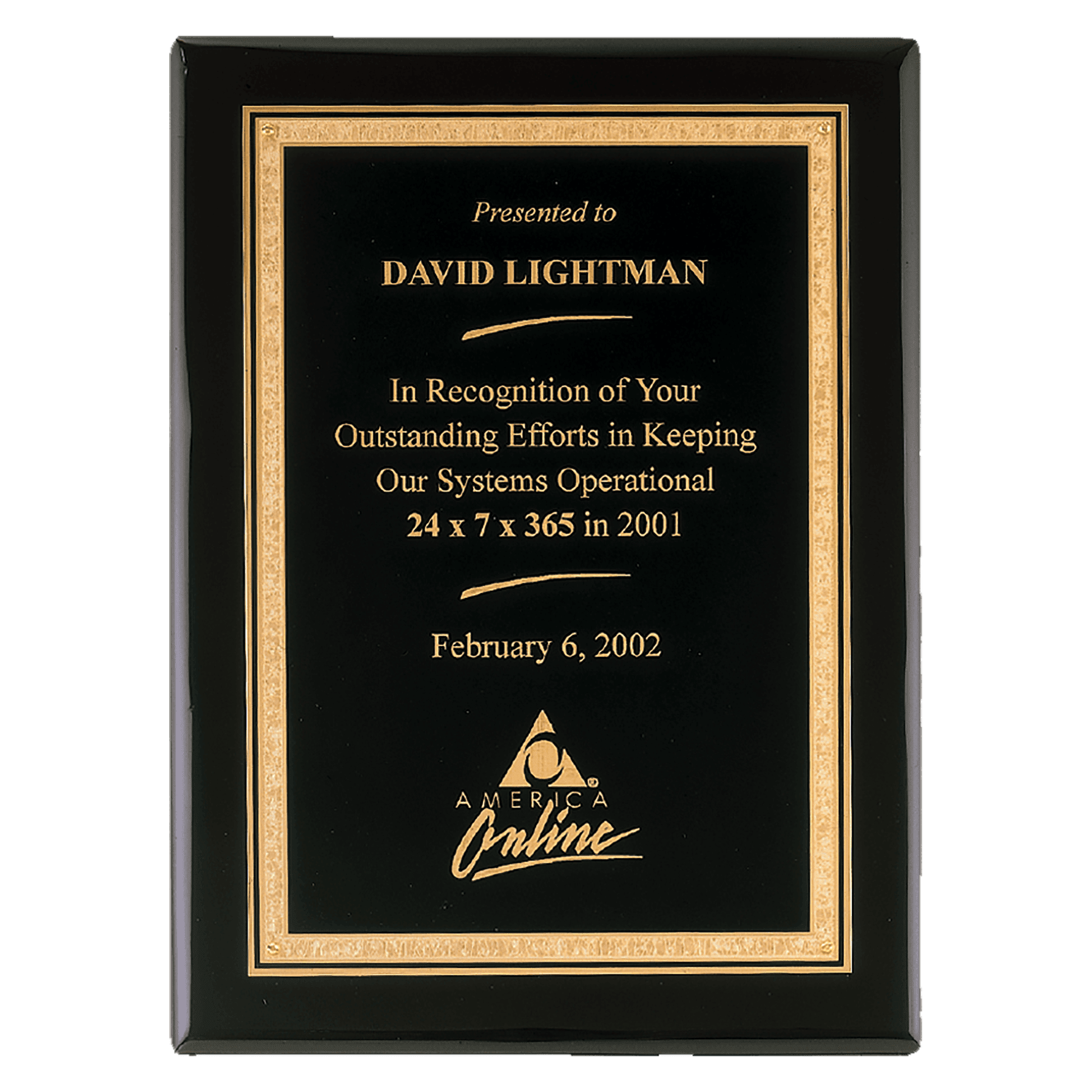 Airflyte Premium Black Piano Finish Plaque with Gold Florentine