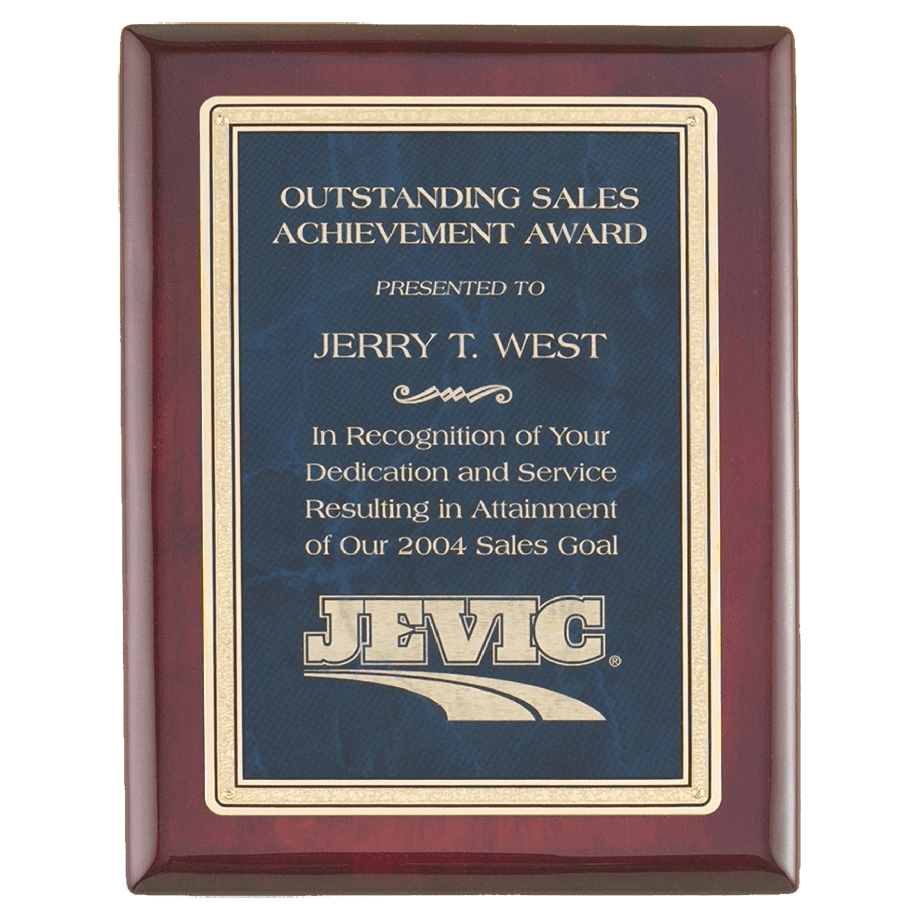 Rosewood Piano Finish Plaque with Sapphire Marble/Gold Florentine