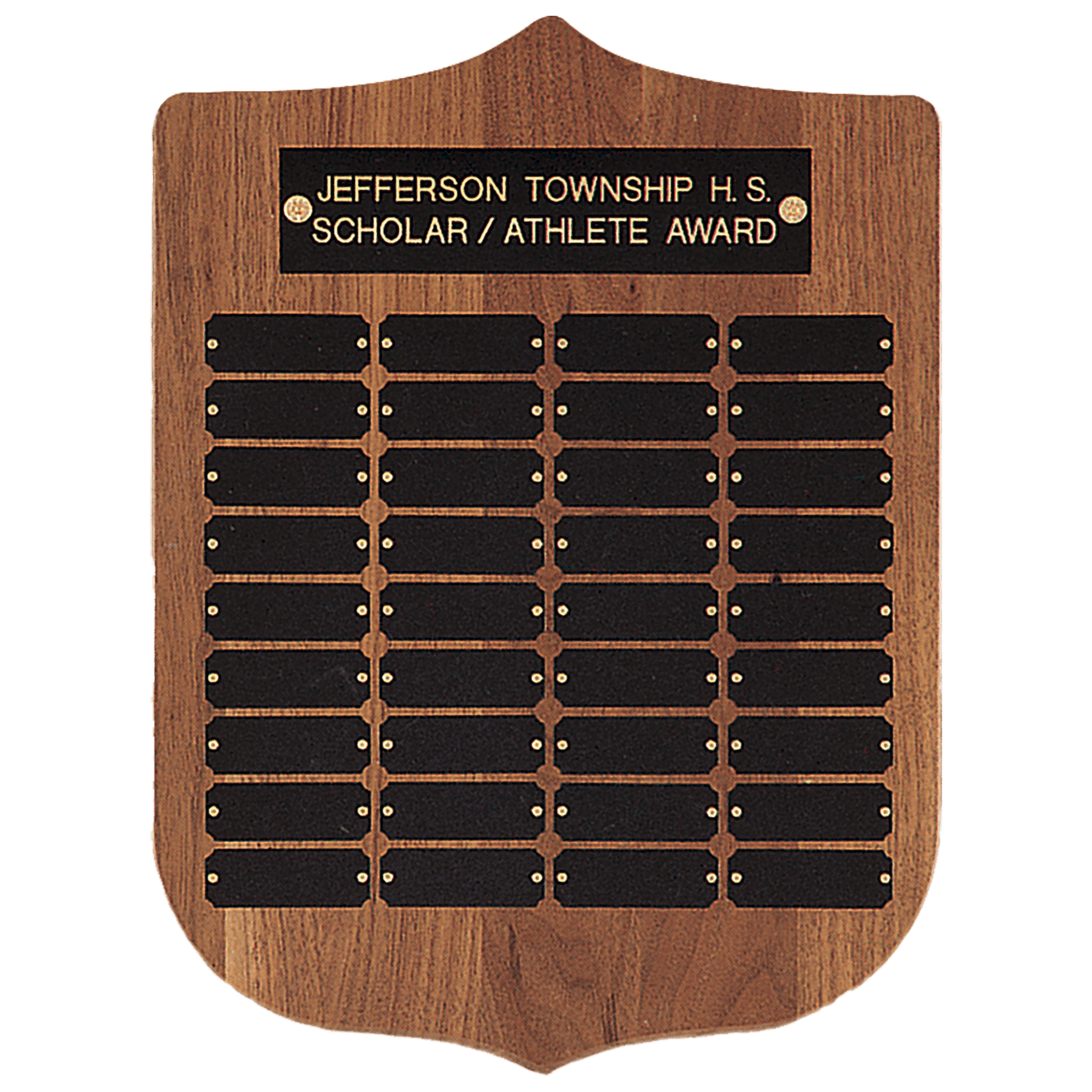 12" x 16"/Plates 1" x 2" American Walnut 36 Plate Perpetual Plaque