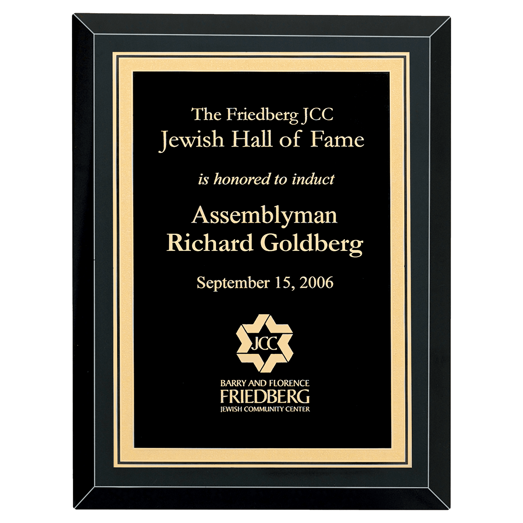 Airflyte Premium Black Mirror Glass Plaque with Gold Florentine