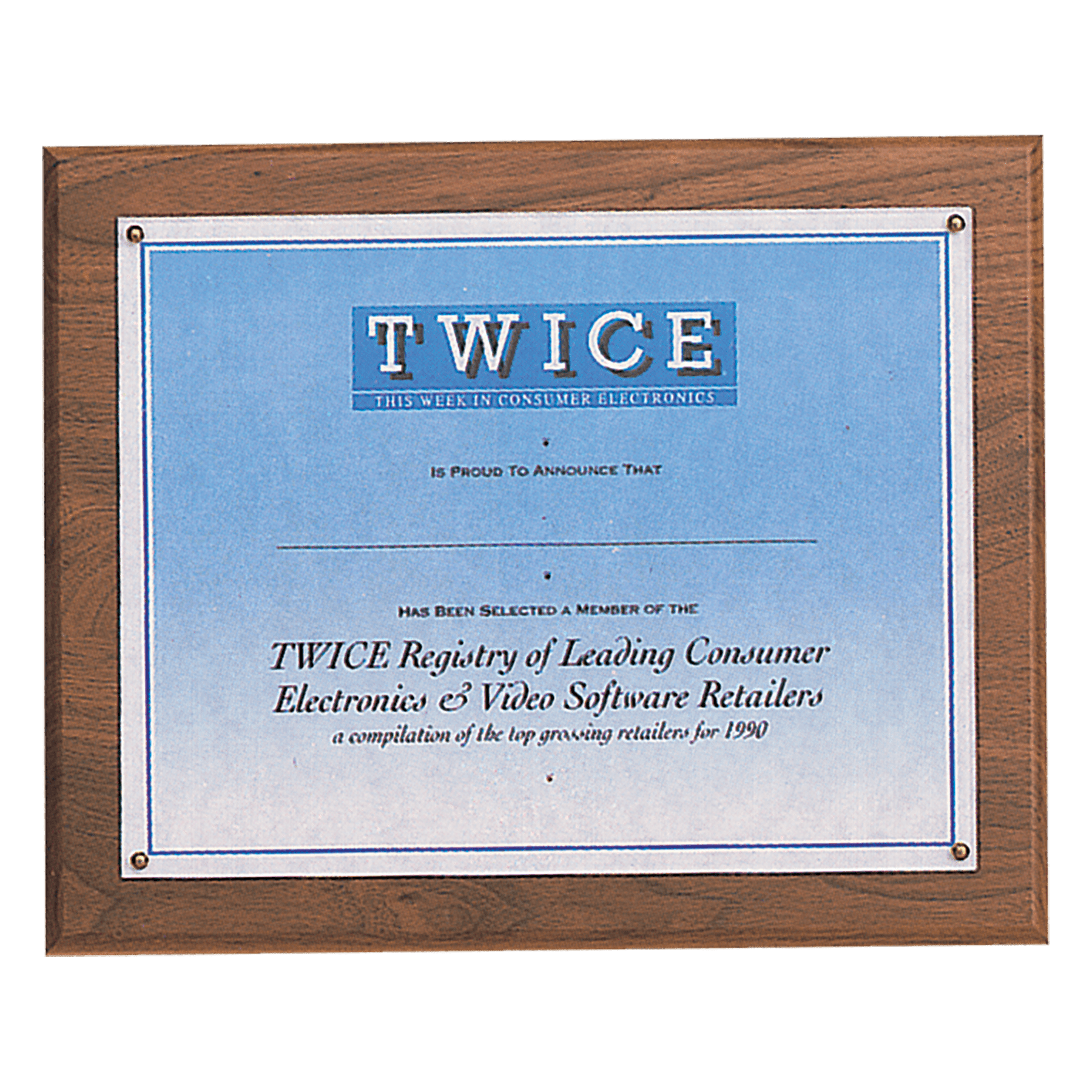 10 1/2" x 13- Holds 8 1/2" x 11" Solid Walnut Certificate Plaque with