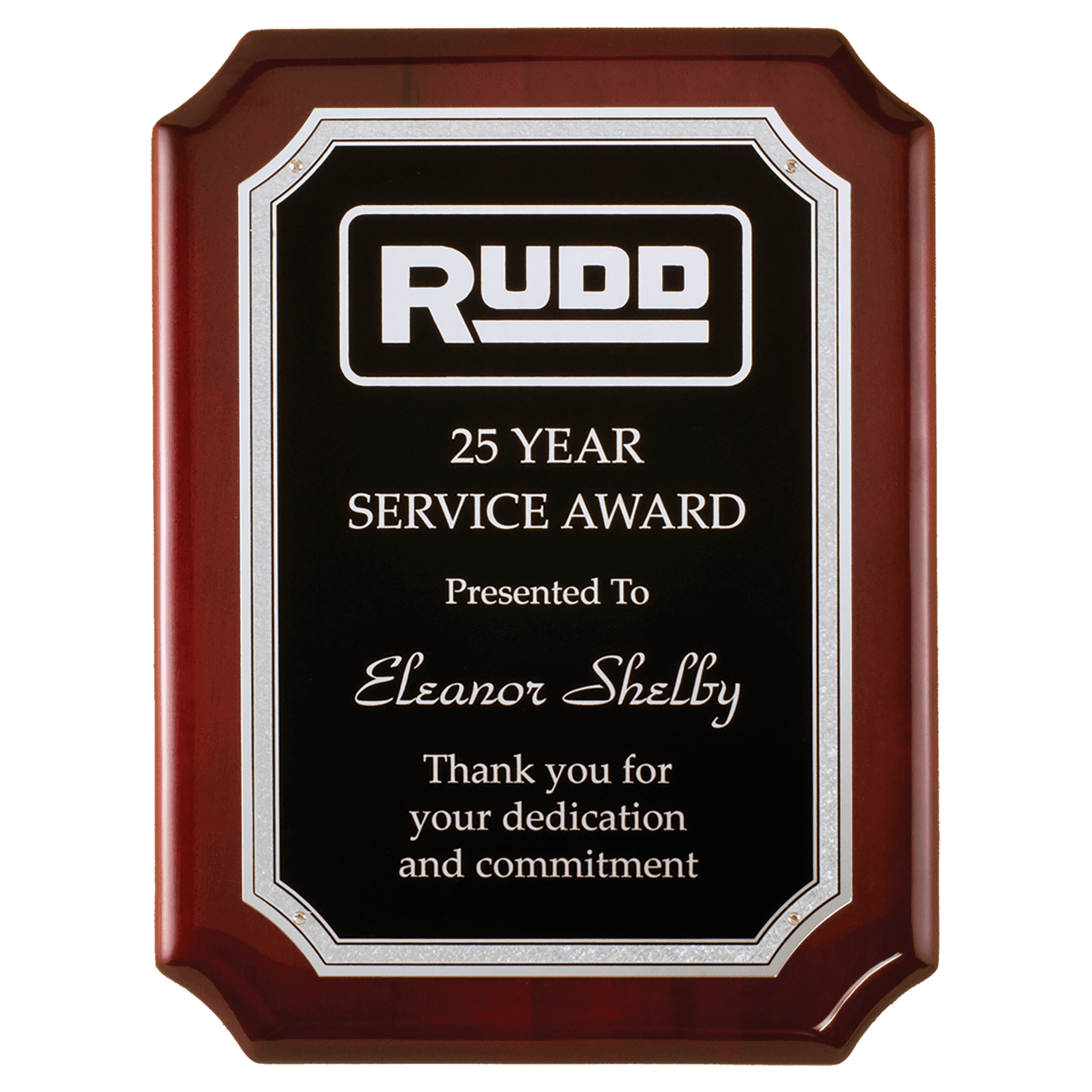 Rosewood High Gloss Plaque with Silver Florentine Border Black
