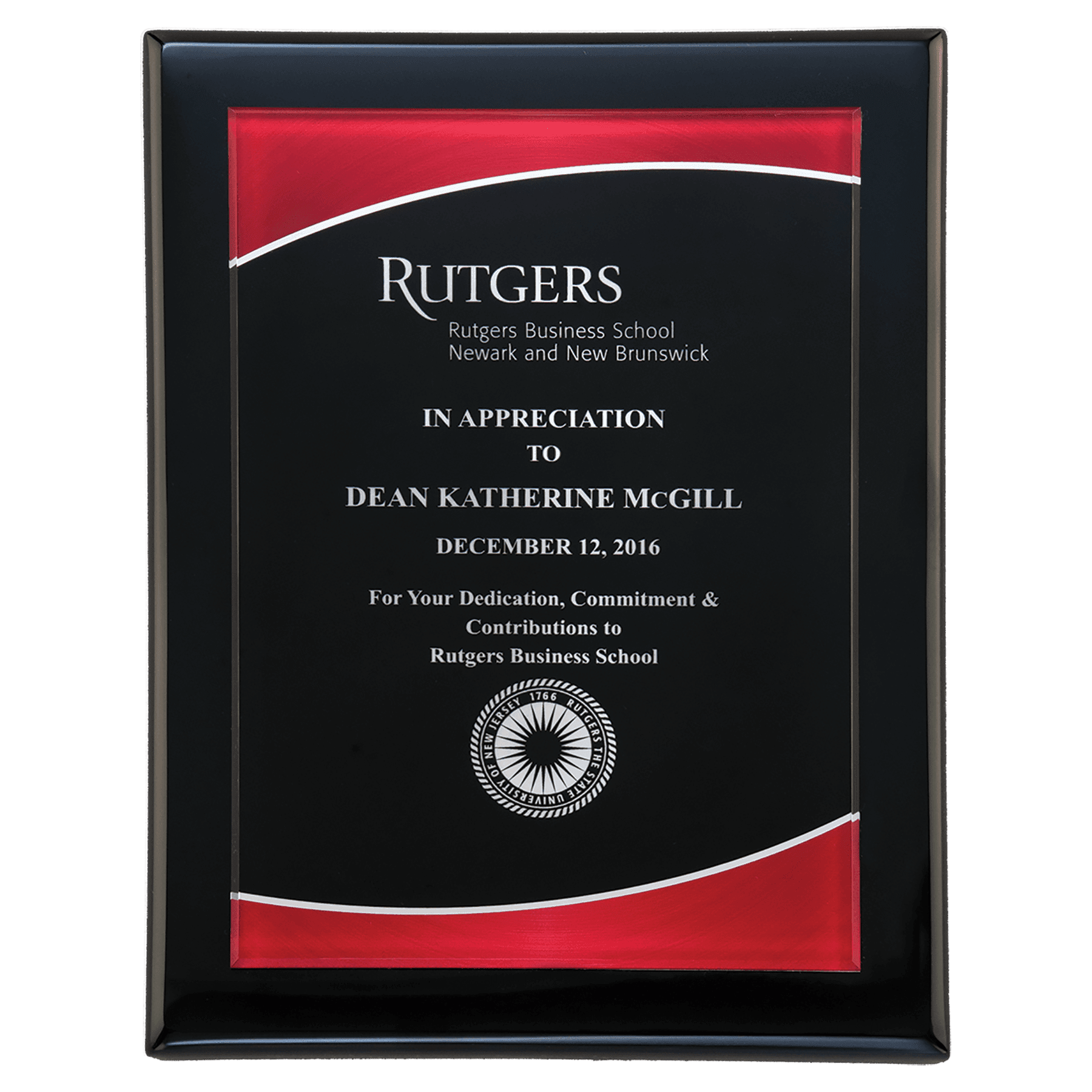 Airflyte Black Piano Finish Plaque with Red Border Acrylic Plate