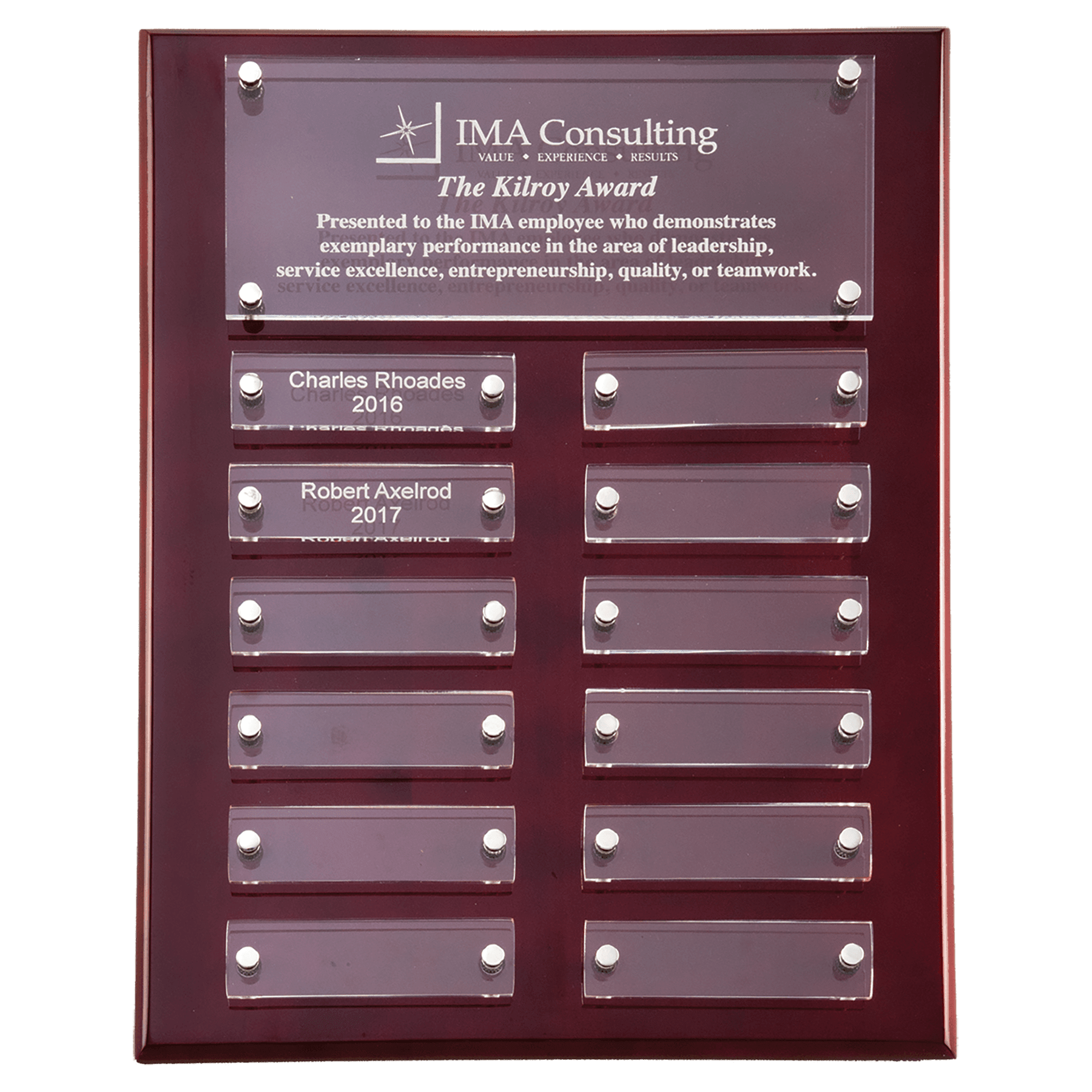 Rosewood High-Lustr 9x12 Plaque with 12 Acrylic Engraving Plates