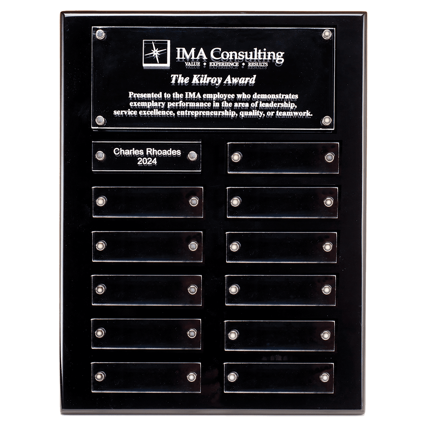 Black High-Lustr 9x12 Plaque with 12 Acrylic Engraving Plates