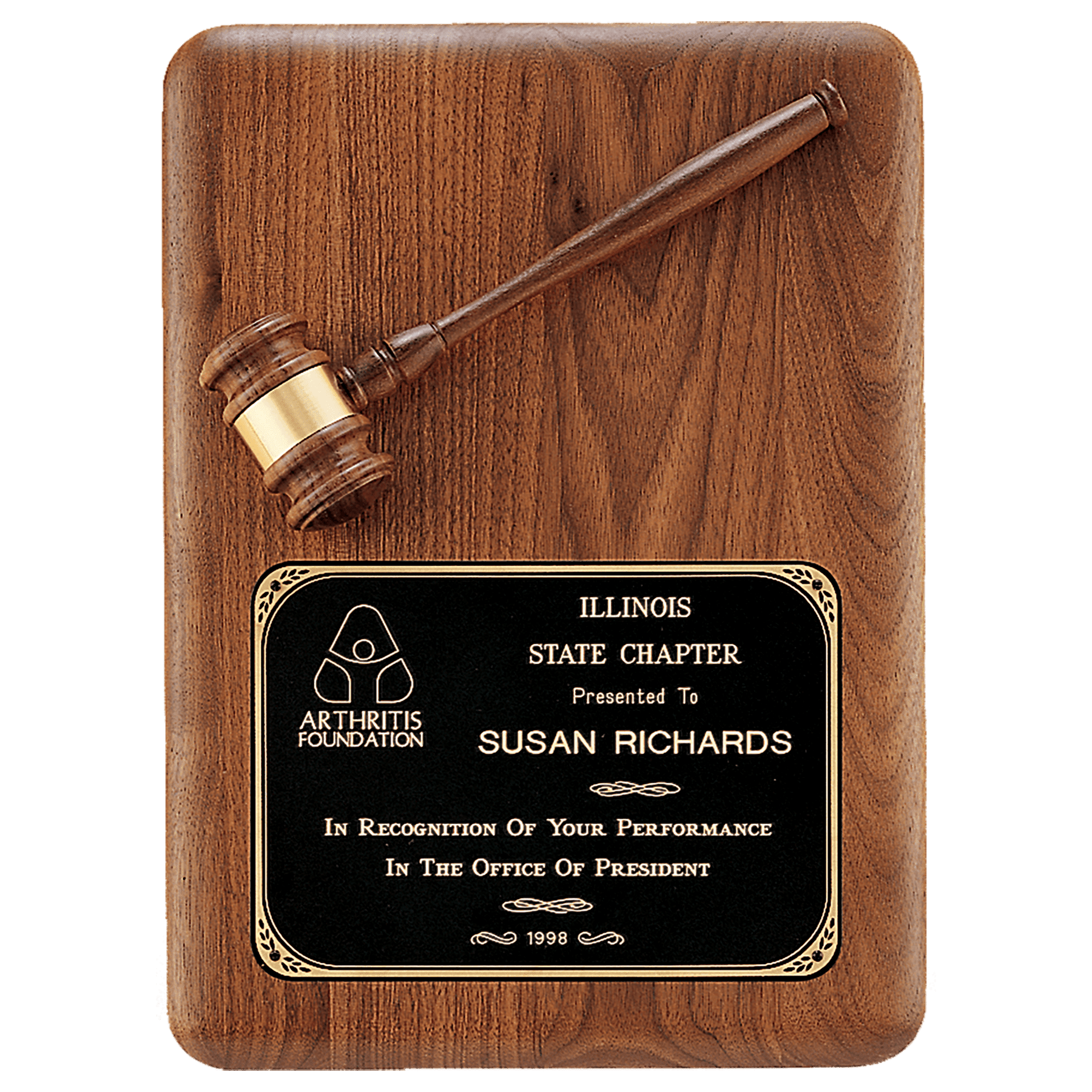 Walnut Plaque with Walnut Gavel
